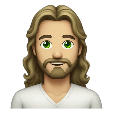 man with green eyes, beard and long tied hair sticker