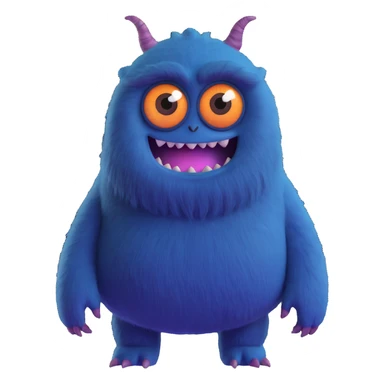 friendly colorful monster with big eyes and fuzzy body like in Monsters Inc sticker