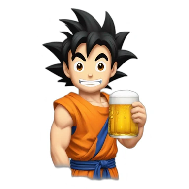 Son Goku buvant une bière sticker