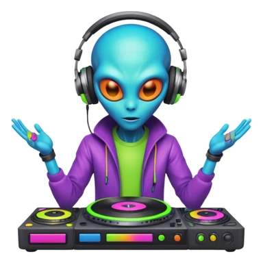 a alien behind the turntable sticker