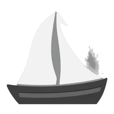 white outlined boat with a white outlined sun in the background sticker