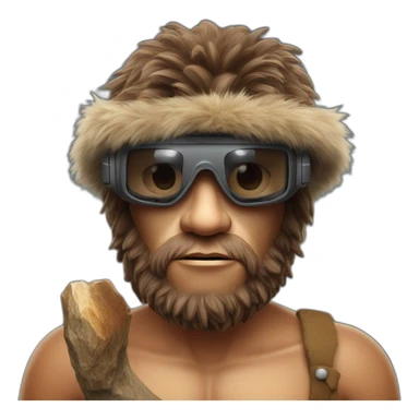a Stone Age Neanderthal hunter-gatherer with virtual reality goggles sticker