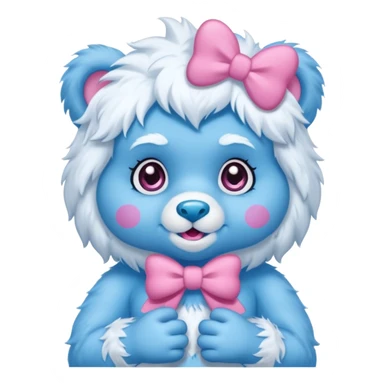 blue girl care bear yeti with bow sticker