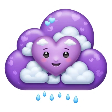 purple heart with a cloud pattern sticker