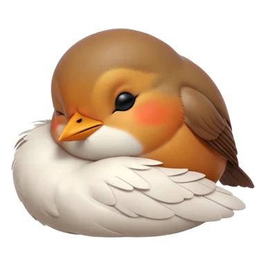 Meme-Worthy Cute Sleeping Robin Portrait Emoji, Head resting peacefully with a contented smile, showcasing a delicate, softly feathered body and eyes gently closed in serene slumber, Simplified yet adorably endearing features, highly detailed, glowing with a soft, drowsy light, high shine, relaxed and utterly lovable, stylized with an air of playful laziness, soft glowing outline, capturing the essence of a sleeping robin that feels destined to become the next viral icon of adorable rest! sticker