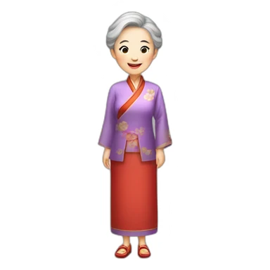 Chinese senior lady with nice smile standing dressed traditional chinese quipao sticker