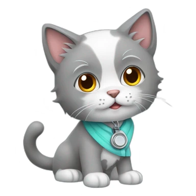 grey fluffy cat-vet treating a dog sticker