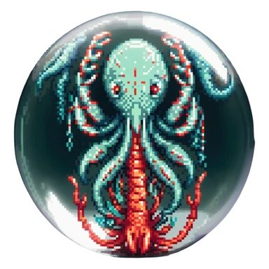 MRI parasitic embryo, digital, fetal small shape in otherworldly bubble, eerie, horror, pupa, crystalis, in-utero, sea-life, crustaceanoid, photorealismm siphonophore, polyp visible organs, Cnidaria sticker