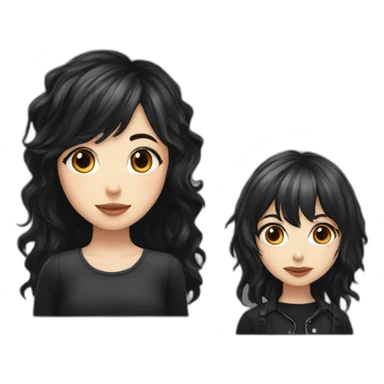 girl with dark wavy long hair and emo wife with short dark hair with bang sticker