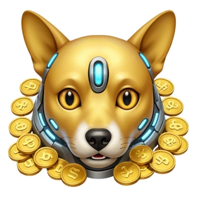 i want to create a dog cyberdog like from cyberpunk with one cyberpunky eye and he looks greedy with golden coins sticker