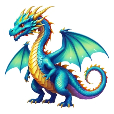 A colorful ethereal epic rare legendary dragon (full body) sticker