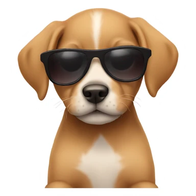 Puppy wearing sunglasses with sunglasses on sticker