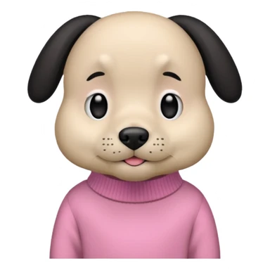 Udělat emoji z mého psa s růžovým svetrem má černou srst a má docela malý obličej  sticker