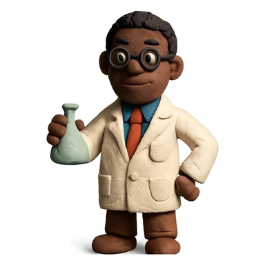 claymation style black scientist sticker