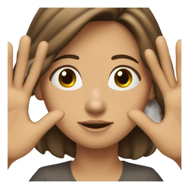 White female brunette hair raising both hands sticker