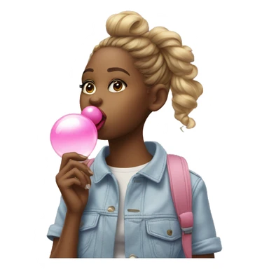 cool girl blowing a bubble gum sticker