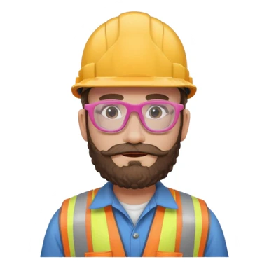 pink curly bearded consturction worker sticker