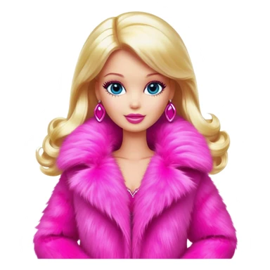 Barbie wearing a hot pink fluffy fur coat  sticker