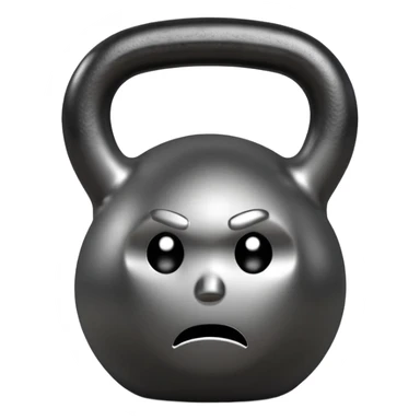 kettlebell with a sad face sticker