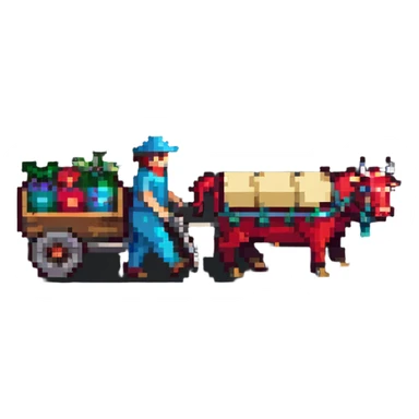 ox pulling cart sticker