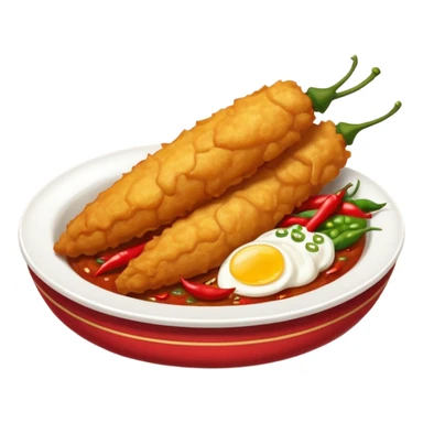 indonesian fried food with chili on the side of the plate sticker