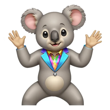 A koala in disco clothes, dancing enthusiastically, portrait, bust up sticker