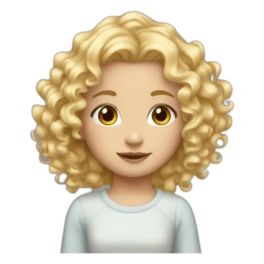 white little girl curly blonde hair sticker