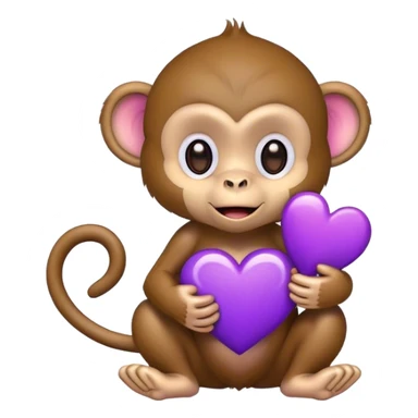 Cute monkey heart purple  sticker