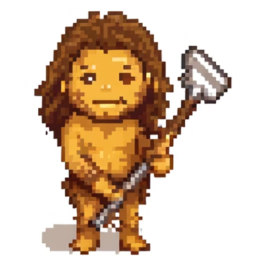 Caveman emoji in animal skin with a club sticker