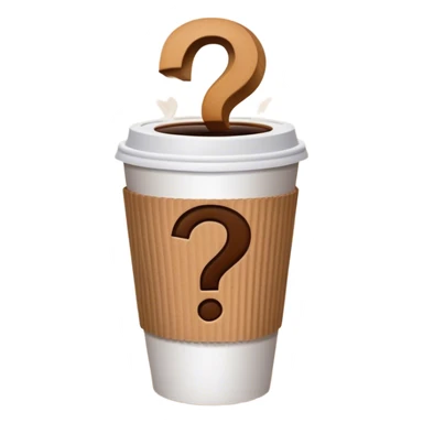 Cardboard coffee cup with question mark sticker