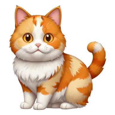 full body calico cat with small head and short but chubby body sticker