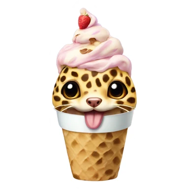 leopard gecko in an ice cream cup sticker