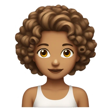 girl with hazel eyes and tanned skin with curly brown hair  sticker