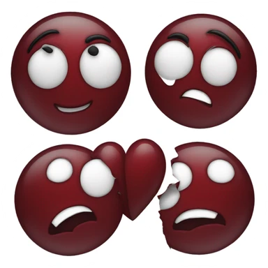 Dark Red two hearts sticker