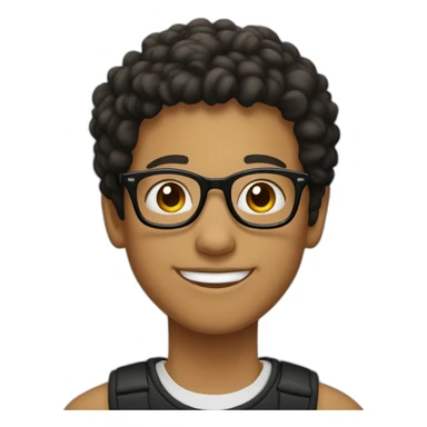 A light skin boy light skin wearing small-size black-rimmed round glasses smiling sticker