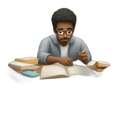 a guys studying sticker