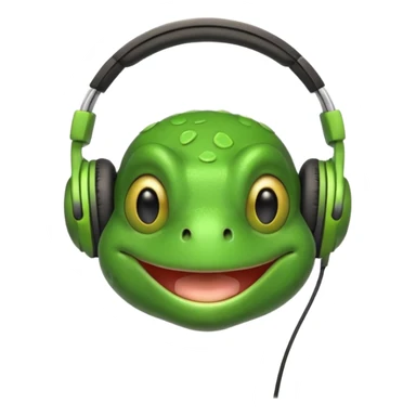 frog png with headphones smiling teeth showing sticker