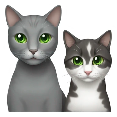 gray cat with green eyes with a brunette girl with green eyes sticker