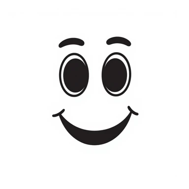 a smiling face emoji in a hand-drawn 2D doodle style, quirky and fun sticker