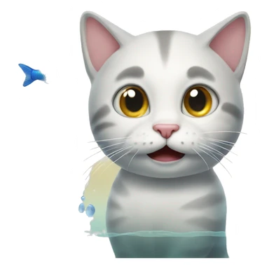 Cat trying to catch a fish from aquarium  sticker