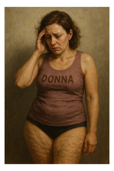 dONNA CON tanta cellulite disperata e stanca della sua condizione sticker