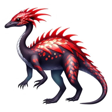 a translucent black red white iridescent ethereal tropical edgy vernid-fionbri-creature with splash patterns full body sticker