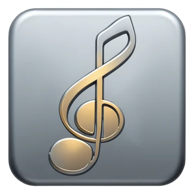 music note with a chromic metal texture, no gold sticker