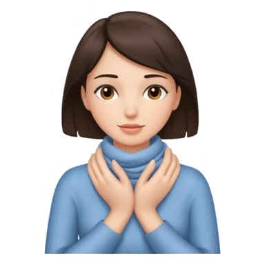 a brunette woman with two hands wrapped around her neck sticker