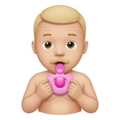 A grown man wearing a diaper with a pink pacifier in his mouth. sticker