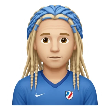 blonde long  dreadlocks man with blue jersey sticker