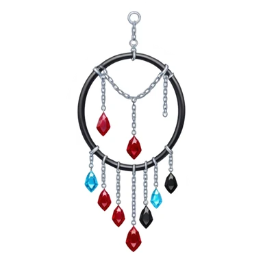Epic Hanging suncatcher, threads and chains with shiny sparkly with ruby-gemstones and obsidian-gemstones,  sticker