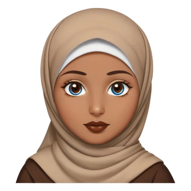 Turkish beautiful finish Konya girl blue eyes with brown beige hijab islamic dress and had on her hand brown color lipstick sticker