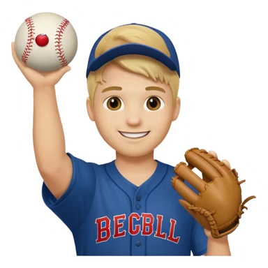 Blonde College guy holding up a baseball sticker