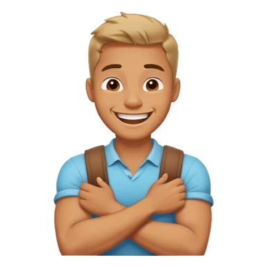 arms crossed holding neck laugh guy  sticker